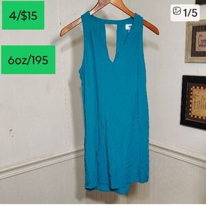 Old Navy Blue Midi Dress with V-Neck Sleeveless Design